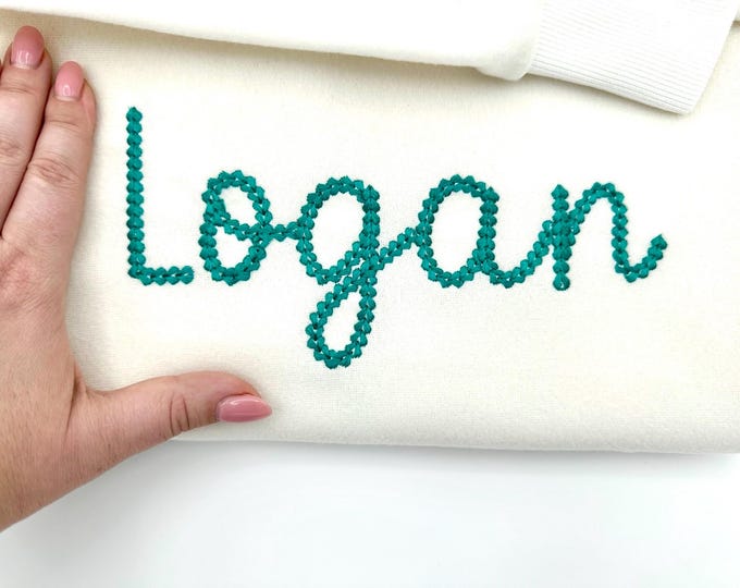 Extra Bold Chain stitch FONT Whisker handwritten alphabet machine embroidery designs monogram knit sweater effect sizes 2.4 up to 3.5 inch