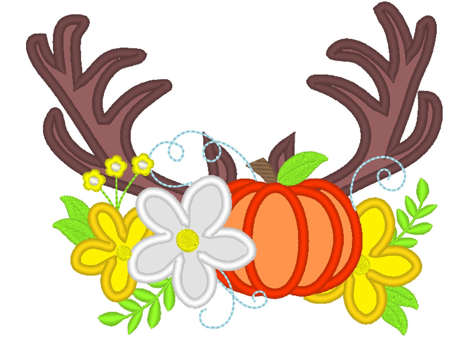 Autumn antlers silhouette fall garden flag floral deer antlers with beautiful flowers applique