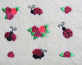 Mini designs flowers roses and ladybugs machine embroidery designs Big SET of rose flower and ladybug tiny size less than one inch