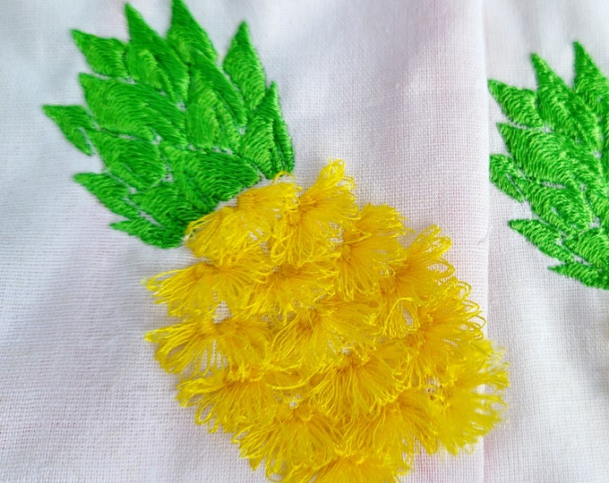 Awesome fringed pineapple machine embroidery designs sizes 4, 5, 6, 7 inches chenille fluffy fur fruit ananas fringe in the hoop ITH