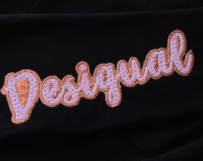 Desigual Glitter faux chenille vinyl FONT Double two layer machine embroidery designs faux chenille glitter font, read the note below