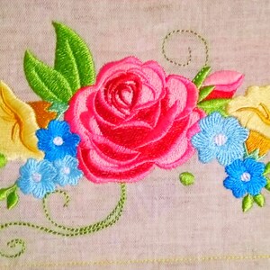 Shabby Chic Flowers rose Bouquet - machine embroidery designs for embroidery hoops 4x4, 5x7, rose forget-me-not bells flowers blossom floral