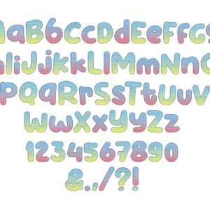 Rainbow Iridescent 2 Color Monogram FONT alphabet machine embroidery designs ombre gradient font embroidery BX included! NO special thread!
