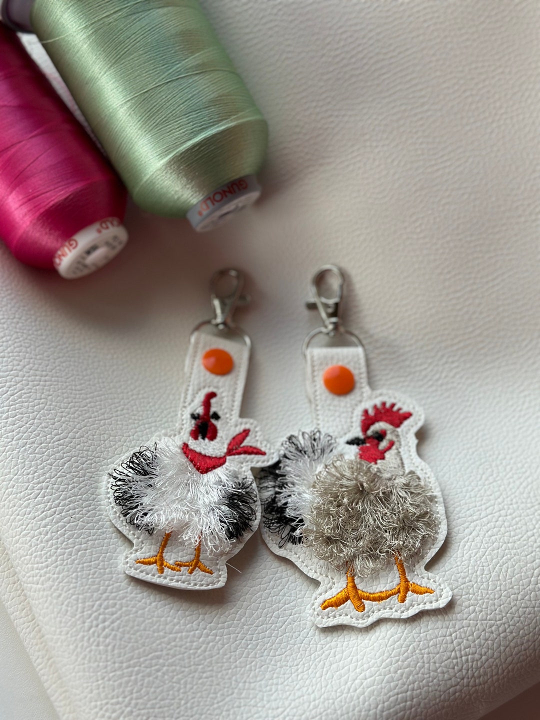 Fringed Chicken Keychain Chicken Key Snap Tab 2 in the Hoop Machine ...