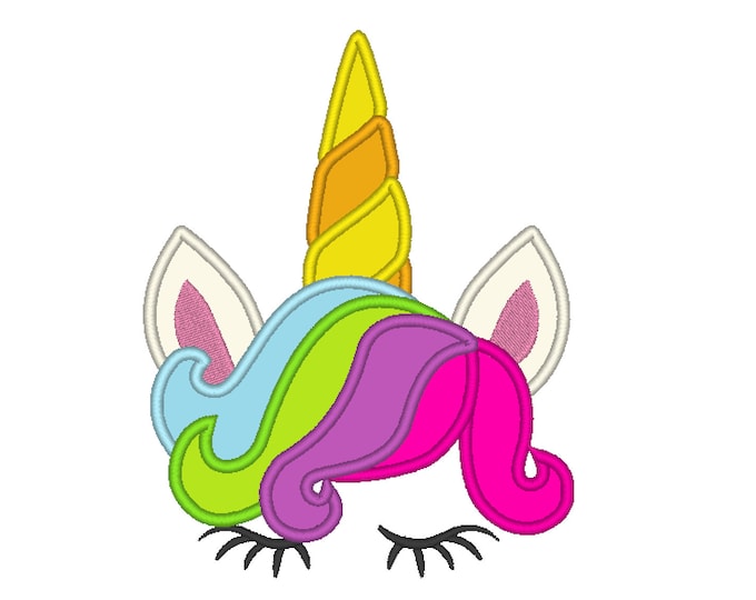 Unicorn head face applique  - machine embroidery designs applique Rainbow unicorn embroidery Rainbow unicorn face