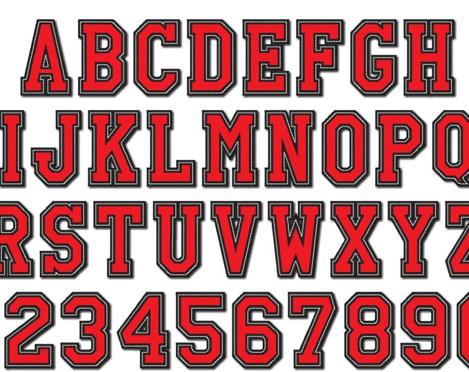 Athletic Sport High School Team Players embroidery applique font - 2, 3, 3, 4, 5 and 6 inches - BX and other embroidery formats