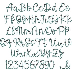 Corazones satén Thin Line FONT diseños de bordado de máquinas surtidos mini tamaños, letras del alfabeto escritas a mano, nombre de los niños, BX incluido