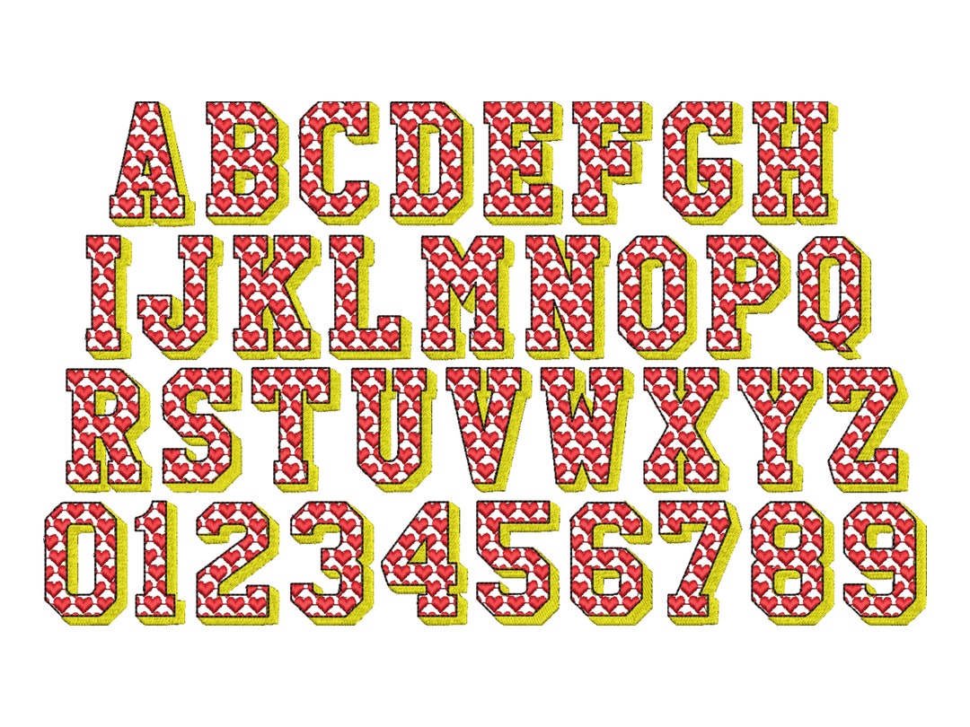 Famous Shadow Patterned Font Hearted Add on Hearts Alphabet Letters ...