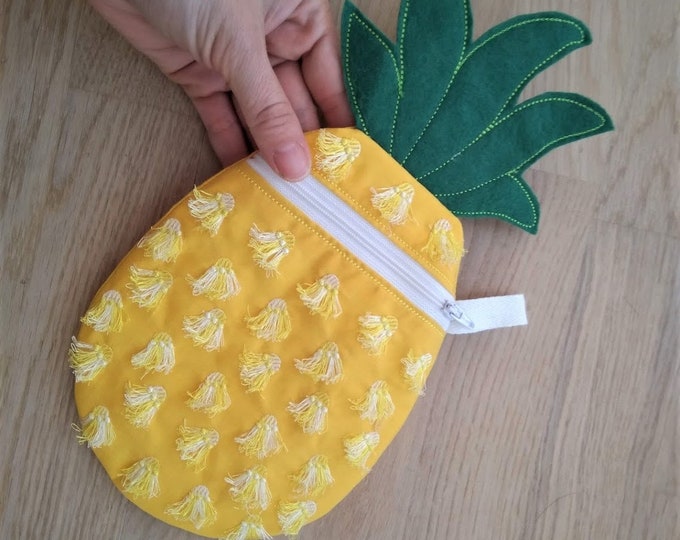 Pineapple  awesome Pouch, Envelope ITH, Pocket, ITH, bag, zip bag, In The Hoop Machine Embroidery designs In-The-Hoop  6x10