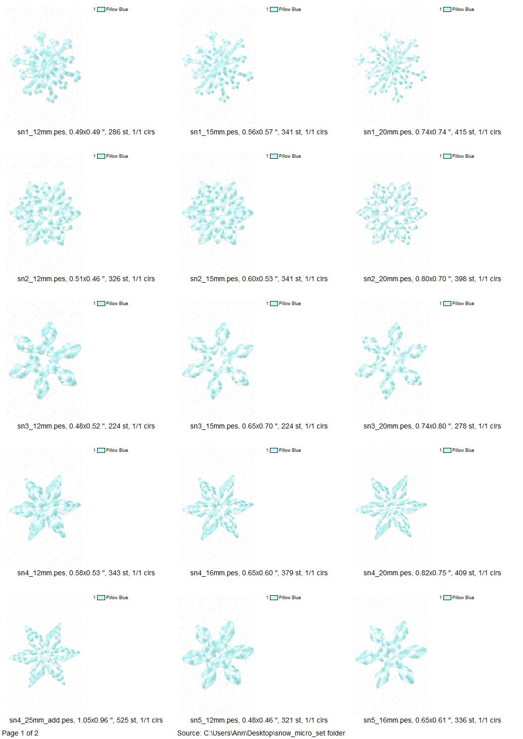 Swirl mini snowflakes SET of 4, winter snowflake 4 types, swirl and curl  frozen Christmas snow machine embroidery designs assorted sizes