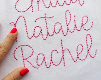 Hand stitch effect FONT machine embroidery designs in assorted mini sizes script alphabet letters, playful kids name seed stitch, BX incl