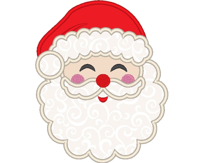 Smiling happy Santa Claus face Christmas Santa Hat Applique machine embroidery designs many sizes from 3 to 8 inch kids baby outfit design