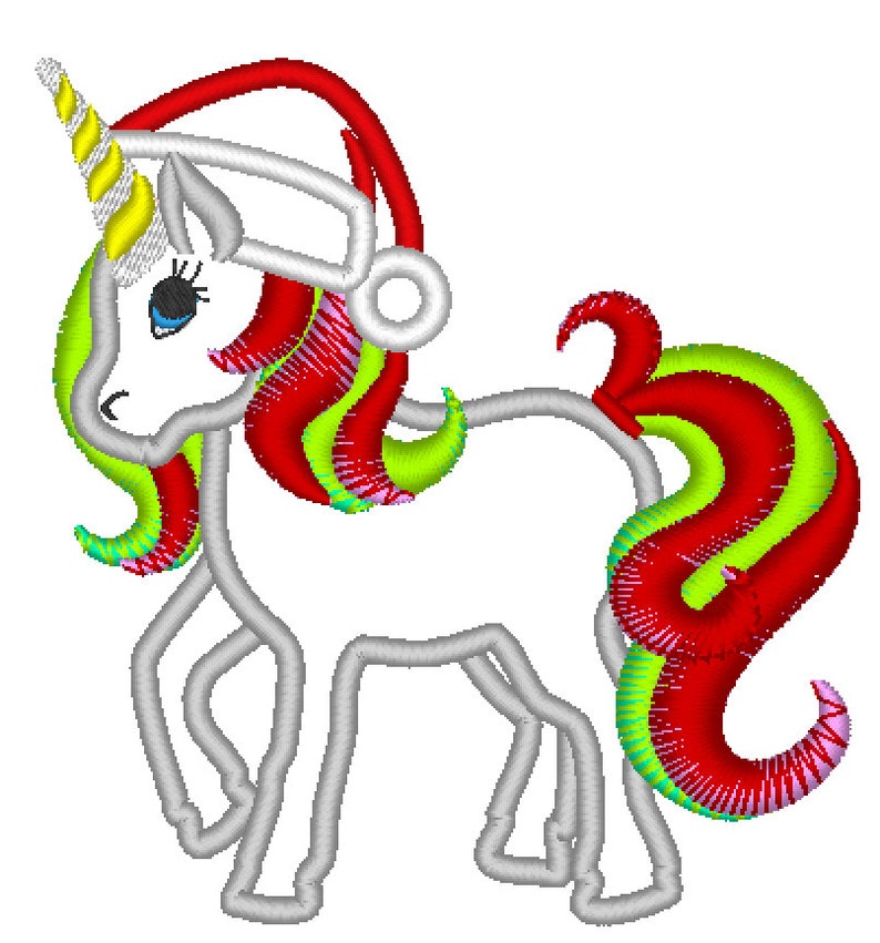 Download Christmas Rainbow unicorn Santa hat machine embroidery ...