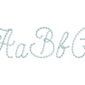 Met de hand gestikte machineborduurontwerpen met LETTERTYPE in verschillende miniformaten alfabetletters, speels monogram babynaam voor kinderen, BX inbegrepen