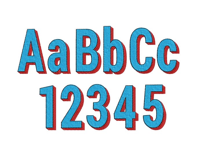 Shadow Block FONT machine embroidery designs shadowed alphabet monogram fill stitch bold Font sport Font  many sizes 1 up to 3 inches, BX
