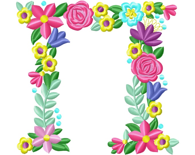 Fraternities & sororities Floral Greek font letter PI, machine embroidery designs 3.5 4 5 6 7 in. INSTANT DOWNLOAD