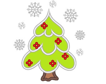 Christmas tree and lacy snowflakes -  embroidery applique designs, 4x4, 5x7, 6x10 INSTANT DOWNLOAD