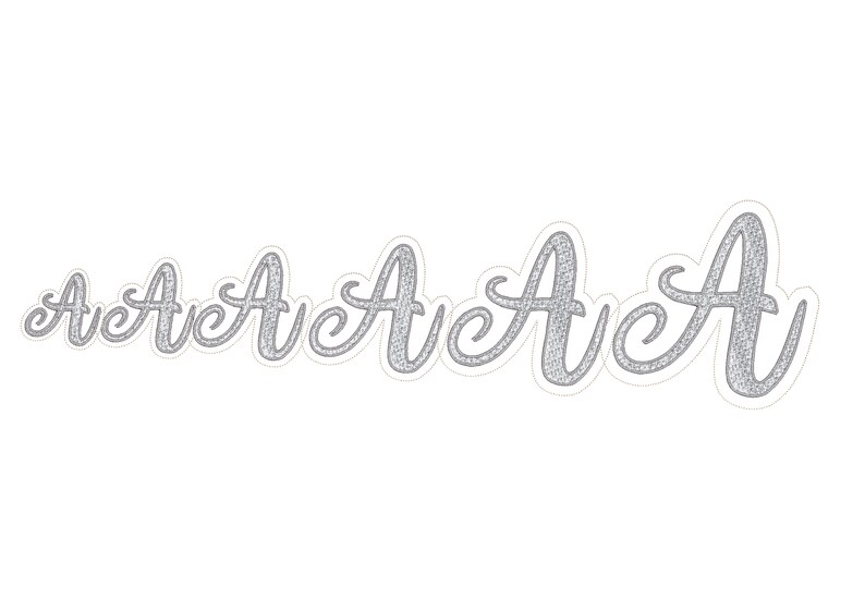 May include: Silver glitter letters spelling out the word "Ava" in a cursive font.