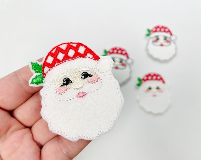 Christmas Santa feltie machine embroidery designs felt feltie simply in the hoop ITH project Christmas tree ornament stocking accent tag