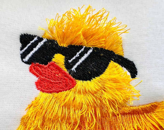 Fringed Rubber Duck summer sunglasses awesome Fluffy toy kids baby fur chenille machine embroidery designs mini sizes 2.5 up to 3.5 inches