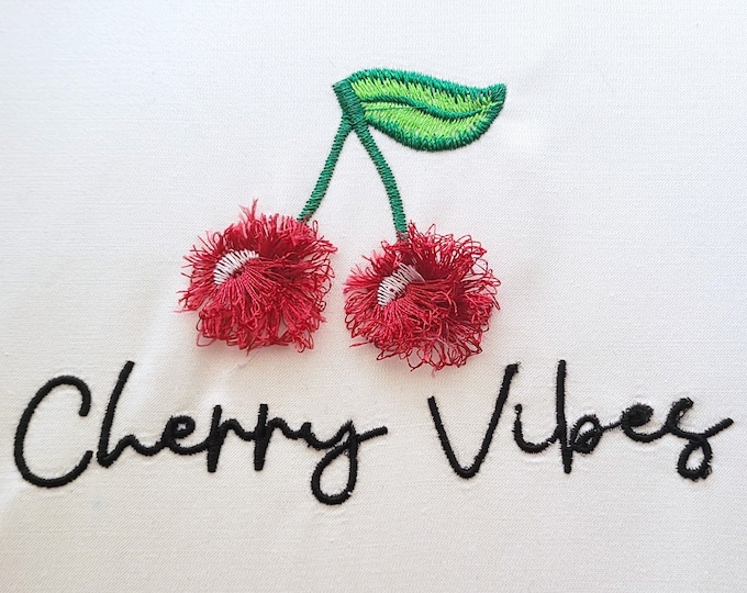 Fringed fluffy Cherry sweet berries Fringe in the hoop ITH machine embroidery designs 1.5, 2, 2.5 and 3 inches awesome fringe fur red berry