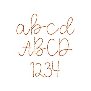 Letras y números monogramas con puntada de frijol, diseños de bordado a máquina con efecto de puntada a mano, fuente Sweetcake, tamaños de 1 a 2,9 pulgadas BX