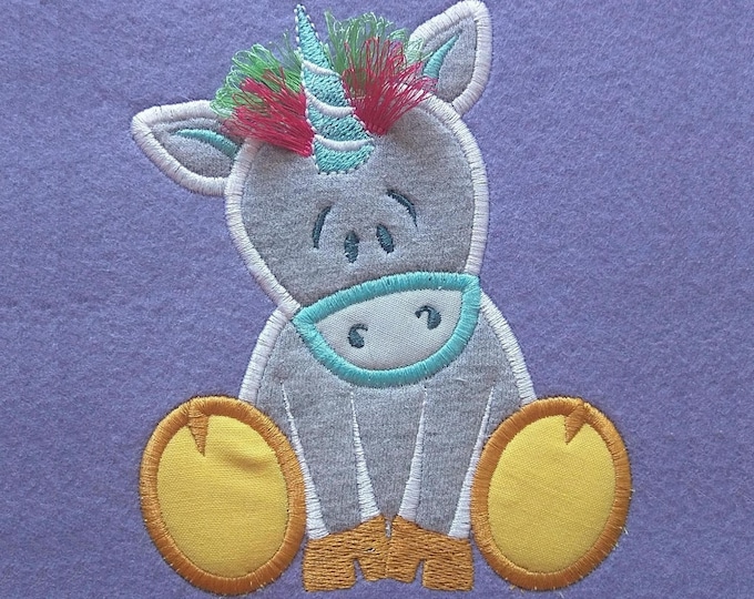 Little baby Rainbow unicorn applique  - machine embroidery designs applique Rainbow unicorn embroidery - Rainbow unicorn with rainbow