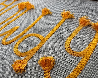 Rope FONT alphabet letters and numbers machine embroidery designs fringed ends tassels cowboy cowgirl kids Rodeo lasso rope monogram BX