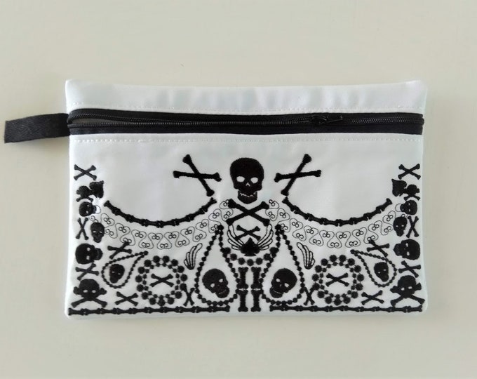 Skulls little Purse, Pouch, Envelope ITH, Pocket, ITH In The Hoop Machine Embroidery designs In-The-Hoop 5x7 and 6x10