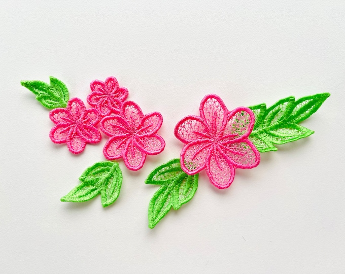 Summer Flower and Laurel Leaf SET of 3 types Freestanding lace FSL machine embroidery designs mini sizes kids girls accent embellishment