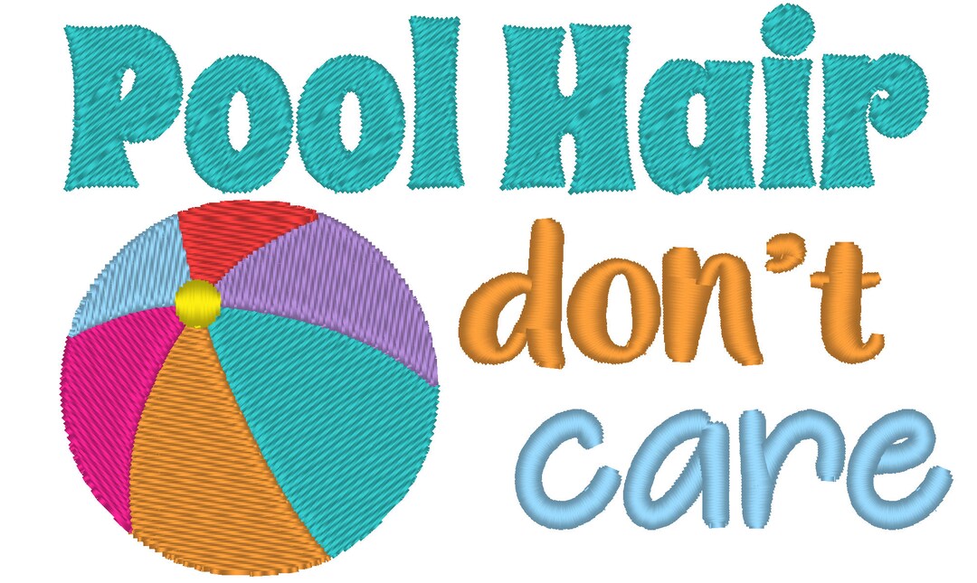 Pool Hair Don't Care Machine Embroidery Designs Assorted Sizes 4x4 and