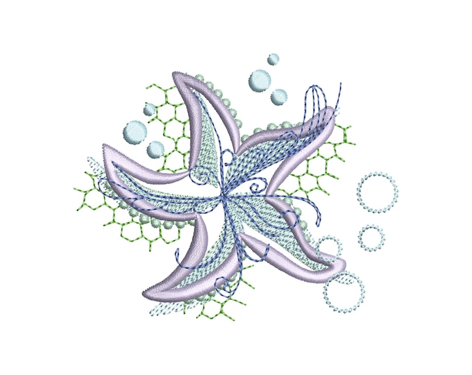Awesome curl and stunning Starfish shadow machine embroidery designs assorted sizes 4x4 5x7 Starfish silhouette nautical summer embroidery