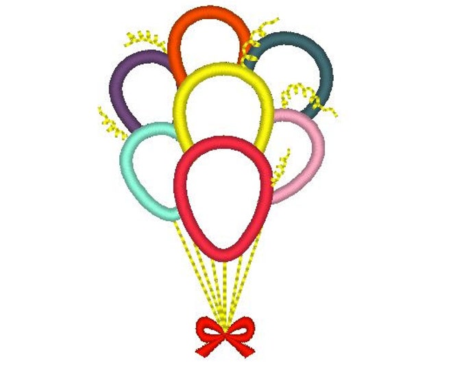 Birthday balloons - machine embroidery applique designs INSTANT DOWNLOAD - multiple sizes for hoop 4x4, 5x7 and 6x10