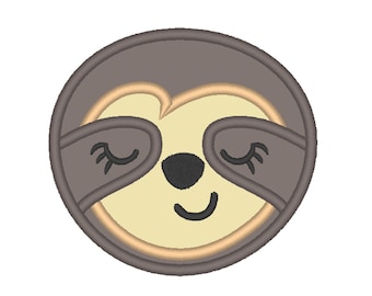 Cara de perezoso, ojos bonitos de perezoso, diseño de aplique de cabeza de perezoso, diseño de aplique de bordado de perezoso - diseños de bordado a máquina 4x4 5x7 6x10