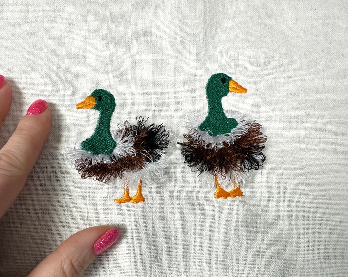 Fringed fluffy Duck farm bird animal SET of 2 types machine embroidery designs awesome duck bird fringe ITH in the hoop 4x4 Pomeranian duck