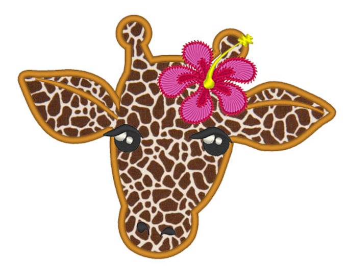 Giraffe girl head - machine embroidery applique designs - INSTANT DOWNLOAD  for hoop 4x4, 5x7