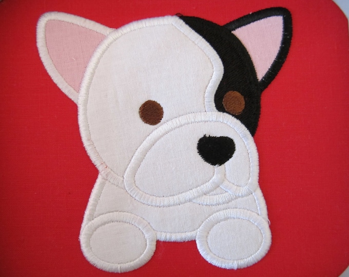 Peeking french bulldog head face applique embroidery designs, bulldog applique, bulldog head, bulldog face, bulldog doggy 3x3, 4x4, 5x5