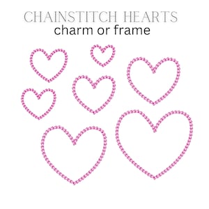Schneller leichter Stich Kette Herz kleines Herz Form Charme oder Rahmen Maschinenstickerei Designs in verschiedenen Mini-Größen Valentinstag Herz Liebe