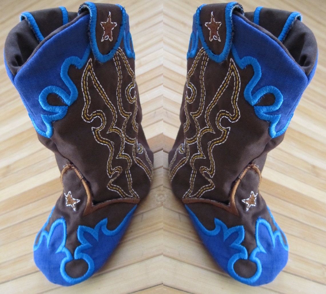 Baby Cowboy Boots in the Hoop Project Machine Embroidery Etsy UK