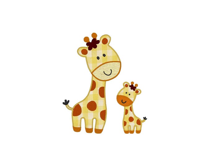 Giraffe Mom and little Giraffe boy Applique machine embroidery designs multiple sizes for hoop 4x4 5x7 6x10 8x12 Big Bro Lil Bro kids baby