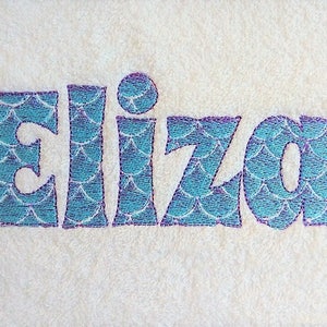 Iridescent 2 Color Mermaid Monogram FONT alphabet Embroidery designs assorted sizes awesome mermaid tail embroidery font -No special thread