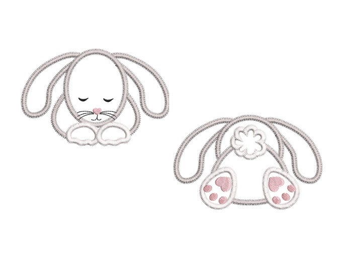 Little Bunny baby front and back Applique kids nursery girls boys machine embroidery designs sizes 4 up to 7 inch for hoop 4x4 and 5x7