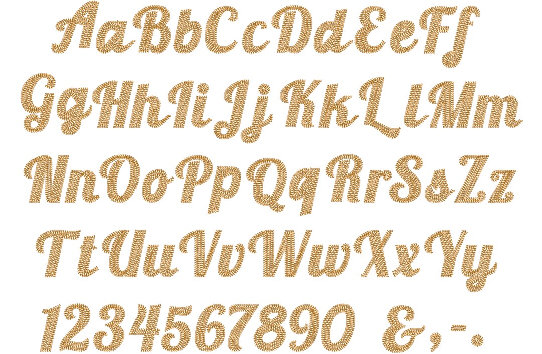 Cursive Chain Font Hand Stitch Effect Machine Embroidery Designs Hand ...