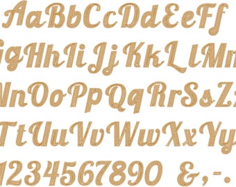 Cursive Chain Font Handstich Effekt Stickmaschine Designs Hand Alphabet Buchstaben Kette füllen Monogramm Drehbuch 1,5 bis 4 Zoll und ONE