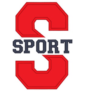 May include: Red and white graphic with a large red letter "S" and the word "SPORT" in black text below the letter.