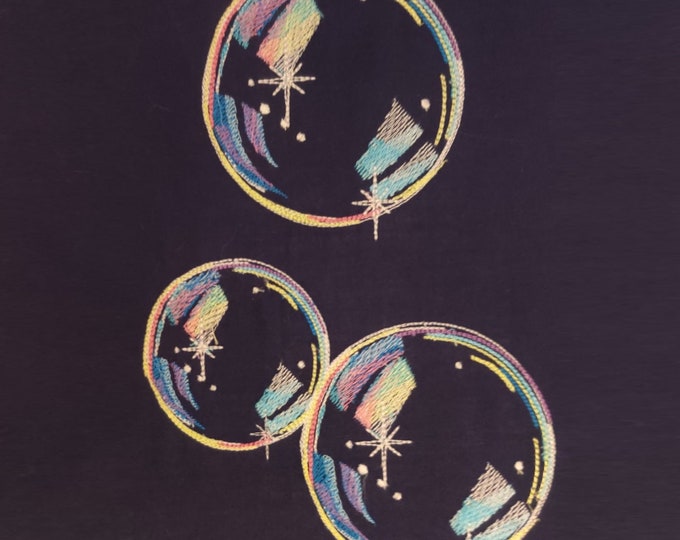 Single Rainbow bubble light design and design of 3 water bubbles, machine embroidery designs in sizes 4x4, 5x7 and 6x10