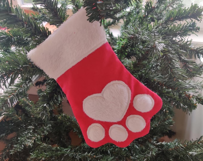 Paw Christmas Stockings and mini font Sock for advent, Easy to make In The Hoop ITH machine embroidery design INSTANT DOWNLOAD