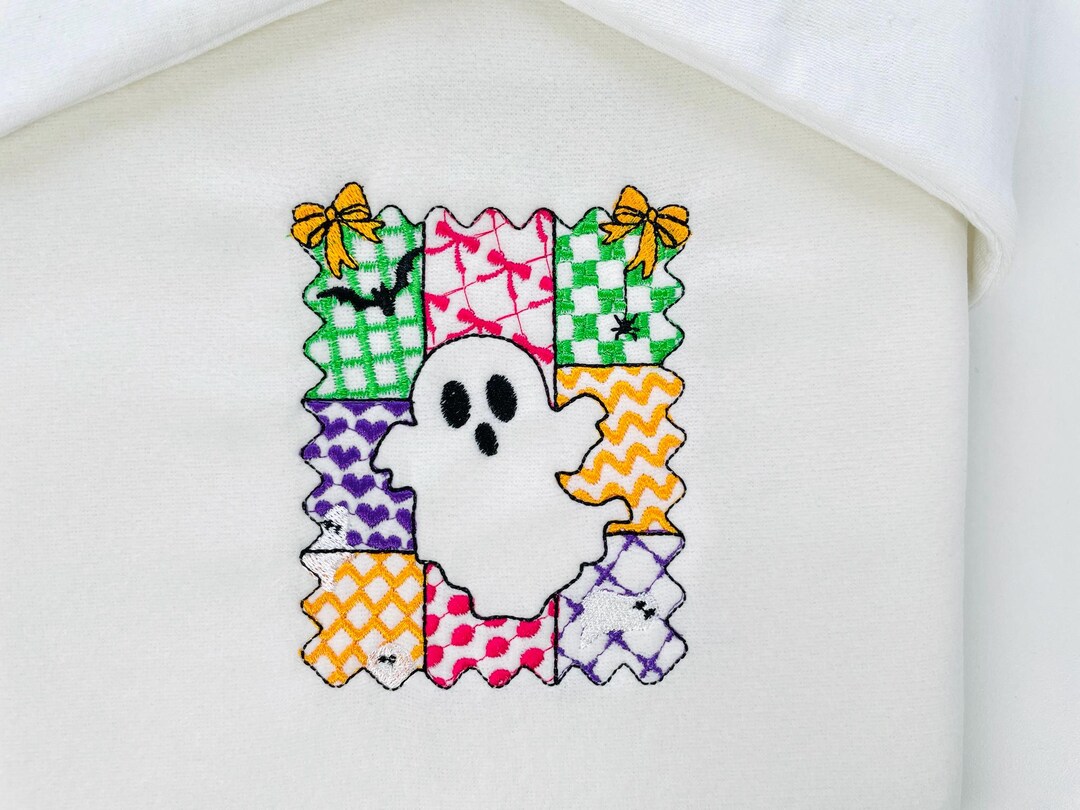 Patchwork Ghost Pattern Halloween Ghost Girl Patchwork Patterned Cute Ghost Kids Baby Girls ...