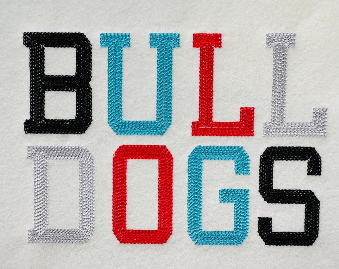 Chain Hand stitch effect Chain Varsity sport Athletic collegiate Font machine embroidery design Monogram alphabet letters chain texture, BX