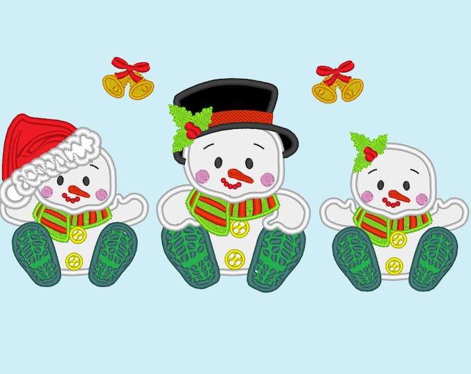 3 little snowman babies, you will have set of 3 similar designs, great gift for family embroidery applique designs - 4x4 and 5x7 INSTANT